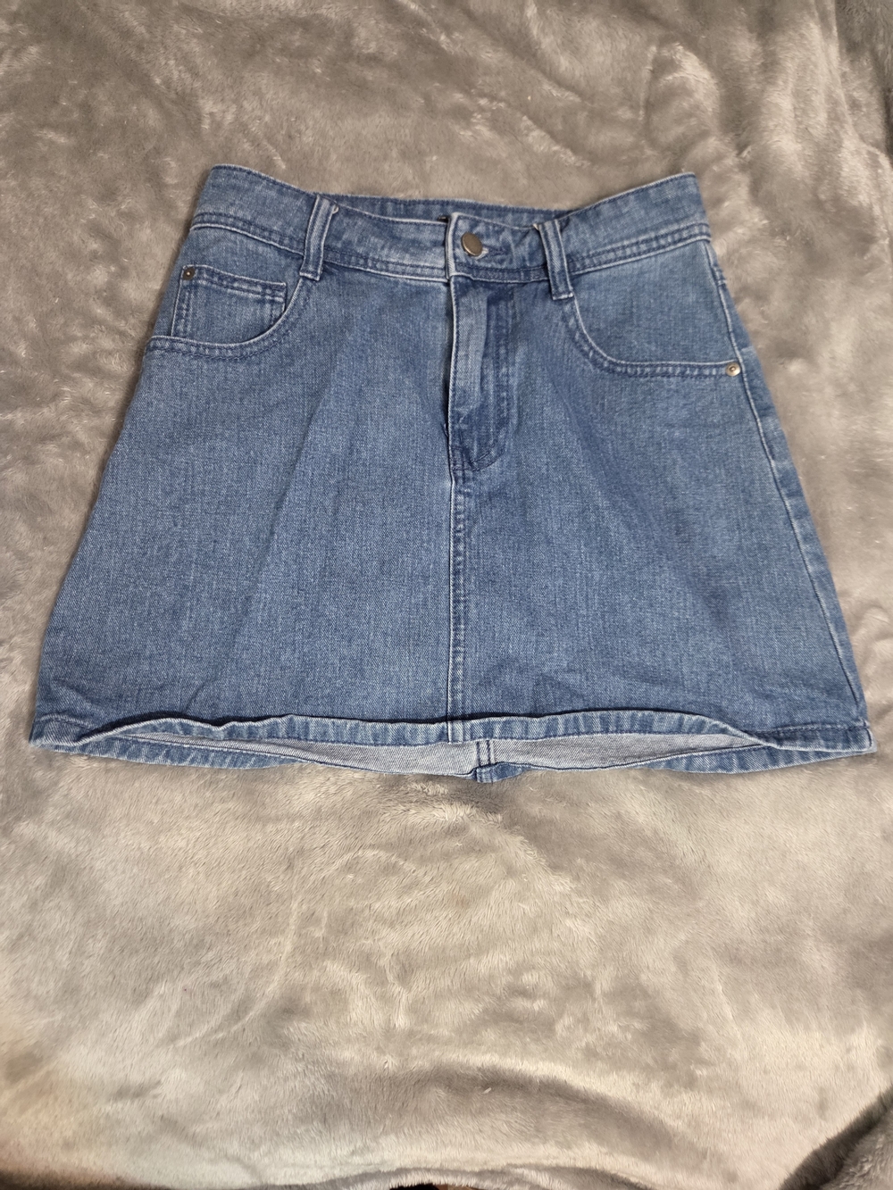 Classic Denim A-Line Mini Skirt - Medium Blue
